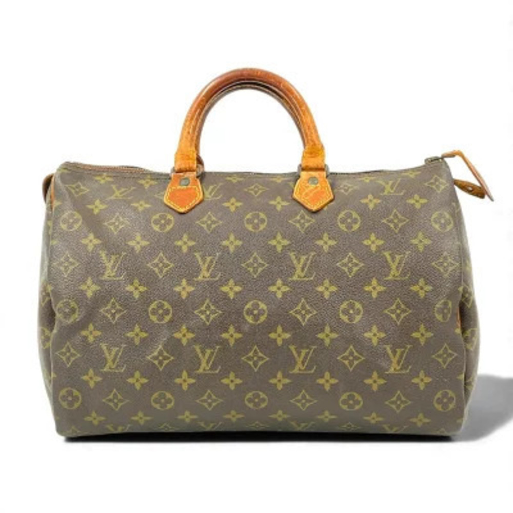 Louis Vuitton Monogram Speedy Top Handle Bag Canvas Leather Brown